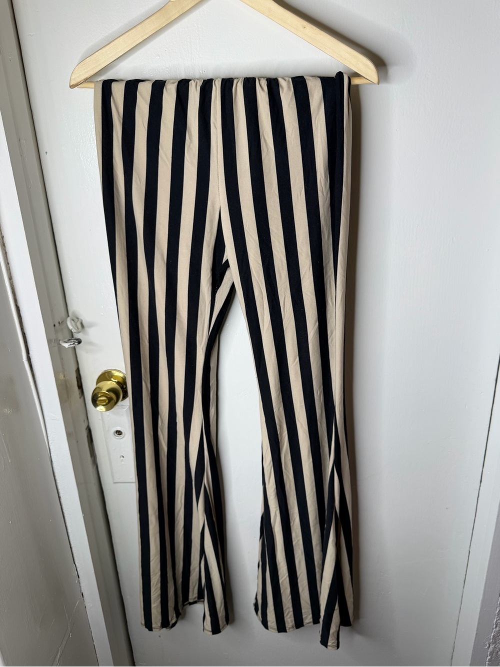Forever 21 Black and Beige Striped Flare Pants